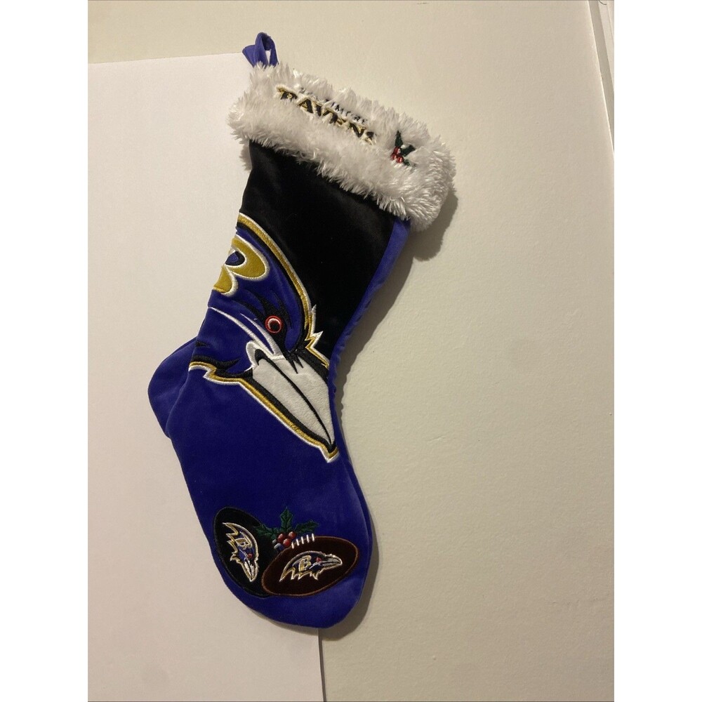 Baltimore Ravens Christmas Stocking PURP White Embroidered Logo NFL Football NWT